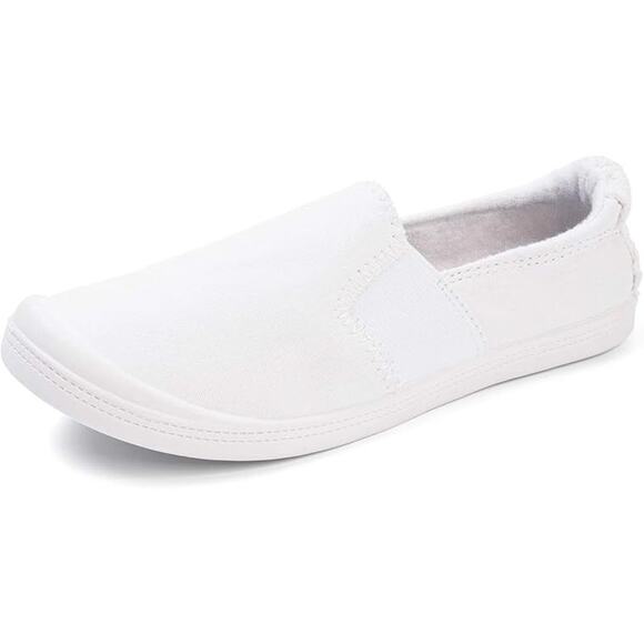 Funky Monkey Womens Size 7 White Canvas Crochet Heel Flat Low Top Sneaker Shoes - Picture 1 of 7